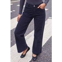 Roman Women's Petite Baby Corduroy Wide Leg Trouser in Grey | Size: 10