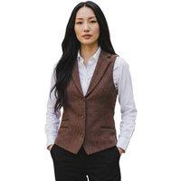Infinity Leather Women's Herringbone Wool Tweed Check Tailored Waistcoat - WS-1 in Brown | Size: 8