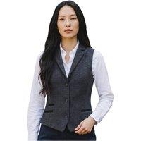 Infinity Leather Women's Herringbone Wool Tweed Check Tailored Waistcoat - WS-1 in Black | Size: 16