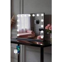 Fascinate Women's 15 LED Hollywood Vanity Mirror - Industry Chic Black Frame, Dimmable 58x48cm | Size: 58x48 cm