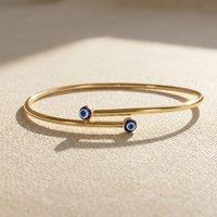 Harfi Women's Turkish Blue Evil Eye Minimalist Gold Plated Bangle