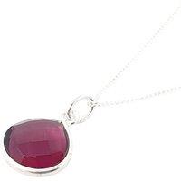 Harfi Women's Ruby July Birthstone Sterling Silver Pendant Charm Necklace in Red | Size: 18 inches