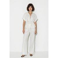 Bianco Lucci Women's Cotton Vest & Wide-Leg Trousers Set in White | Size: Medium
