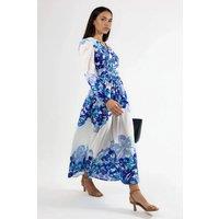 MSN Collection Women's Floral Pattern Maxi Dress in Dark Blue | Size: XL