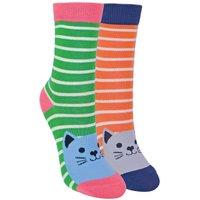 Miss Sparrow Girl's 2 Pack Animal Pattern Soft Breathable Bamboo Socks in Bright Pink | Size: 4-6 Years