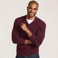 Lands' End Men's V-neck Cashmere Jumper in Burgundy | Size: Large