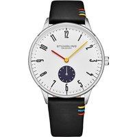 STHRLING Original Men's Romania 4026 Dress Watch Quartz 42mm Case Leather Strap in White