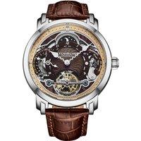 STHRLING Original Men's Celestial Timekeeper 1017 Dual Time Automatic 44mm Skeleton Watch in Brown