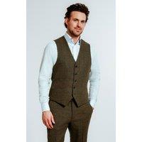 Dobell Men's Green Windowpane Check Tweed Waistcoat | Size: Medium