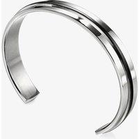 Fred Bennett Men's Stainless Steel Black PVD Stripe Open Cuff B3393