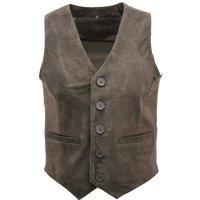 Infinity Leather Men's Classic Goat Suede Leather Waistcoat-Norwich in Brown | Size: 5XL