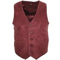 Infinity Leather Men's Classic Goat Suede Leather Waistcoat-Norwich in Burgundy | Size: XS