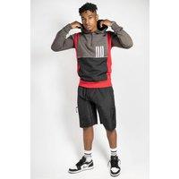AARHON Men's Mens Panel Detail Zip Hoodie & Shorts Set in Red | Size: XL