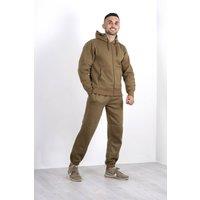 AARHON Men's Mens Essential Hoodie & Jogger Tracksuit Set in Khaki | Size: XL
