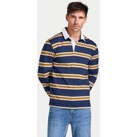 Raging Bull Men's L/S Tri Colour Stripe Rugby Shirt in Navy | Size: 4XL