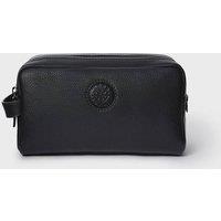 OSPREY LONDON Men's The Compass Leather Washbag in Black