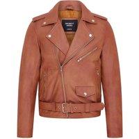 Infinity Leather Men's Classic Brando Leather Biker Jacket - Heinola in Tan | Size: 5XL