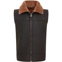 Infinity Leather Men's Aviator Shearling Bomber Gilet - Ambler in Light Brown | Size: Large