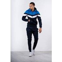 AARHON Men's Mens Colourblock Panel Detail Hooded Tracksuit in Navy | Size: Small