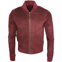 Infinity Leather Men's Retro Goat Suede Varsity Leather Bomber Jacket-Athens in Burgundy | Size: 2XL