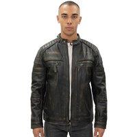 Infinity Leather Men's Leather Biker Jacket-Naples in True Black | Size: Large