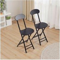 Living and Home 2Pcs Portable Foldable Black Dining Chairs