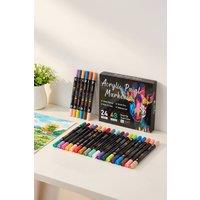 Living and Home 24 Pcs Dual-Tip Acrylic Paint Marker Set with 48 Colours