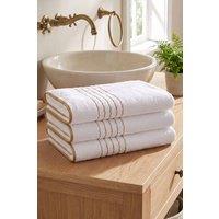 Living and Home 3-Pack Soft Bath Towels with Gold Lines in White