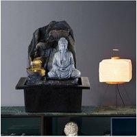 Living and Home Indoor Tabletop Water Fountain Buddha Decor in Grey