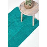 Homescapes 100% Cotton Plain Chenille Hall Runner, 66 x 200 cm in Green | Size: 66 cm x 200 cm