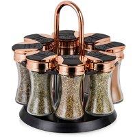 Tower T826020RB Rose Gold, Rotating Spice Rack with 8 Jars, Pre Filled with Spices in Rose Gold