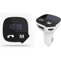 AQUARIUS Bluetooth Car Adapter FM Transmitter Hands-free Calling, White