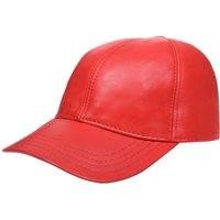 Infinity Leather Real Nappa Leather Adjustable Golf Snapback Plain Baseball Cap Hat in Red