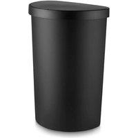Tower Sensor Bin with Liner Retainer Ring, Durable PP Body, Battery Operated, 50L, White with Stainless Steel Trim on Lid in Black | Size: A