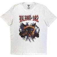 Rock Off officially Licensed Products Blink-182 Cheshire Cat Band Logo T-Shirt in White | Size: 2XL