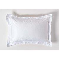 Homescapes Duck Egg Blue Sateen Cotton Oxford Pillowcase 400 TC in White