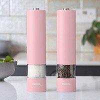 Cooks Professional Electric Salt & Pepper Mill Set Stainless Steel Automatic Grinder in Pink