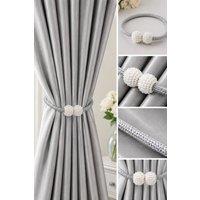 Lovii Pearl Magnetic Curtain Tiebacks 2 Pack Elegant Rope Holdbacks in Silver