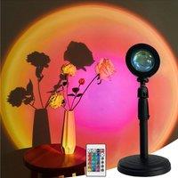 INMTFEI RGB Sunset Projection Lamp with Remote for Party & Bedroom in Black