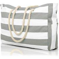 MODISHION Women's Large Waterproof Beach Tote Bags with Zip & Rope Handle in Grey