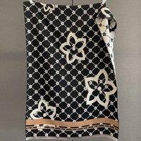 PEACH ACCESSORIES Women's Retro Chic Floral Lattice Scarf in Black