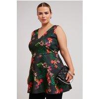 Yours Women's Tropical Print Peplum Top in Purple | Size: 18