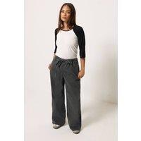 PixieGirl Women's Petite Wide Leg Drawstring Jeans in Black | Size: 8