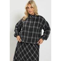 Yours Women's Check Funnel Neck Bomber Jacket in Black | Size: 16