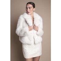Coast Women's Ivory Occasion Short Faux Fur Coat | Size: 12