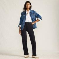 Lands' End Women's Tall Starfish Straight Leg Stretch Jersey Trousers in Black | Size: 20