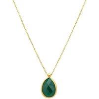 Latelita Women's Petite Drop Necklace Gold Green Onyx