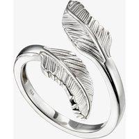 T.H.Baker Women's Sterling Silver Double Feather Wrap-Around Ring | Size: 52 (L 1/2)