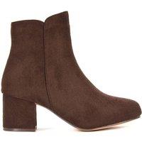 XY London Women's 'Saffy' Mid Block Heel Zip Up Ankle Boots in Brown | Size: 4