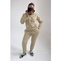 Femme Luxe Women's Hoodie & Joggers Loungewear Set in Nude | Size: 12